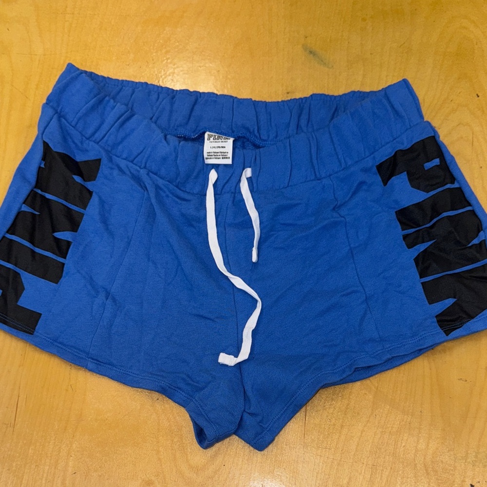 PINK Victoria's Secret Blue Athletic Shorts with Black Accents